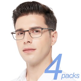 WEMOOTANTS 4 Pack Metal Reading Glasses 2.75 for Men Gunmetal Rectangle Readers 275 Designer Reader Glasses 1.00 1.25 1.50 1.75 2.00 2.25 2.50 2.75+ 3.00 3.50
