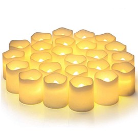 Nasjac Velas LED Sin llama, 24 Luces Impermeables Velas Eléctricas Luz de Té de Decoración Mexica, Iluminación Candelita Efecto Llama de Interiore Exteriore, Regalo de Navidad Fiestas Bodas Año Nuevo