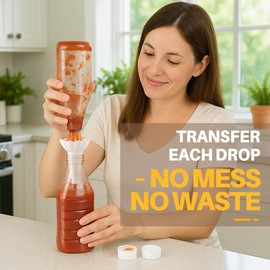 Enhon 2 Pack Universal Bottle Emptying Kit Style Liquid Transfer Connector for Soap, Shampoo, Lotion, Conditioner, and Kitchen Use Reusable Bottle Funnel Adapter, No More Waste