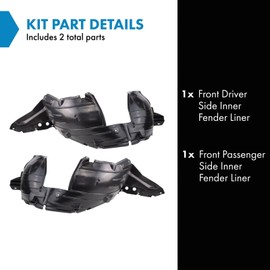 TRQ TRQ Front Inner Fender Liner Set Compatible with 2007-2012 Nissan Sentra NI1248116 NI1249116