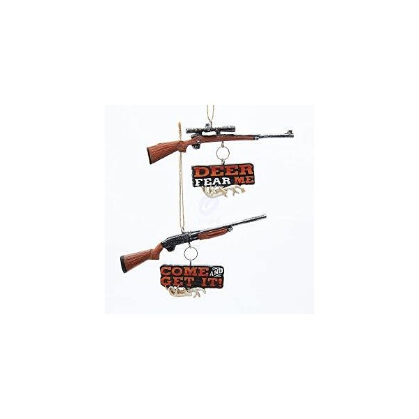 Kurt Adler 1 Set 2 Assorted Hunting Shotgun And Rifle Christmas Ornaments