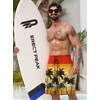 ERECT PEAK Mens Palm Tree Bathing Suit Drawstring Swimwear Graphic