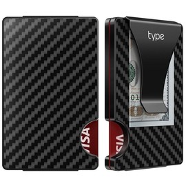 typecase Minimalist Wallet for Men: Metal Card Holder with Removable Money Clip, RFID Blocking, Slim, Utral Thin, Small, Front Pocket, Hold up to 15 Credit Cards - Style: Carbon Fiber