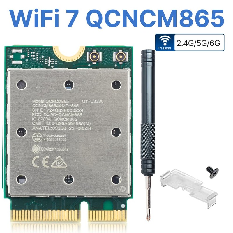 WiFi 7 QCNCM865 M.2 Key E WiFi Card BT5.3 Tri-Band