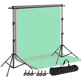 SLOW DOLPHIN Photo Video Studio Triple Crossbar 10 (W) x 8.5 (H) ft Adjustable Photography Backdrop Background Support Stands, with Mounting Bracket and 6 Pcs Spring Clamp, Carry Bag