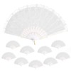 Elovara 10 Pcs White Lace Embroidery Folding Hand Fans for