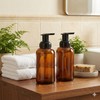 2 Pack Amber Glass Jar Soap Dispenser with Foaming Pump,