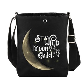 AKTAP Moon Phase Gifts Stay Wild Moon Crossbody Bag Celestial Witch Merch Hippie Gifts Spiritual Gifts Energy Mystic Gifts (CB, Stay Wild Moon CB-HT)
