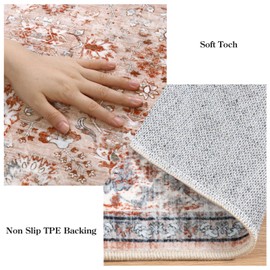 Sungea Vintage Hallway Runner Rug, 2'x6' Runner Rug Non Slip Washable Kitchen Carpet Runner, Retro Soft Low Pile Floor Runners for Entryway Bathroom Bedroom Laundry Room(Multi)