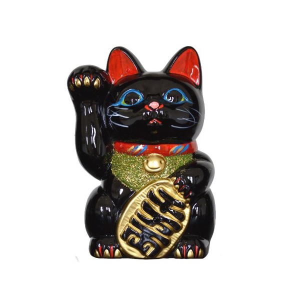 Tokoname Ware 7.5'' Black Maneki Neko (Right Hand)
