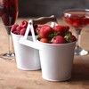 dine@drinkstuff Double Bucket Condiment Caddy - White Galvanised Steel Cutlery