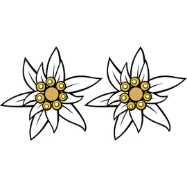 Pure Print Cut Car Sticker Alps Edelweiss Flower - Contour Cut, 9.5 x 9.5 cm, Pack of 2, UV Protection Laminate, Car Wash Resistant