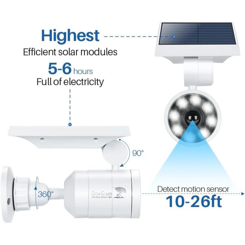 DrawGreen 1400Lm Solar Motion Sensor Light Outdoor Waterproof Led Security