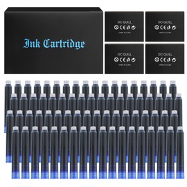 GC QUILL Fountain Pen Ink Cartridges, 72 Pack Blue Ink Refills (4 Boxes of 18) - Bore Diameter 3.4mm (Blue)