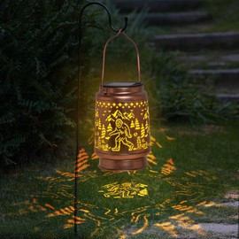 KIKUSUI Solar Bigfoot Lanterns Outdoor Waterproof Hanging, Mothers Day Gifts for Mom Men Women, Metal Decorative LED Lanterns for Yard, Patio, Lawn, Tabletop, Pathway, Landscape, Garden Decor