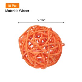 MECCANIXITY 18 Pcs Wicker Rattan Balls Decorative Balls 2Inch for Vase Fillers,Wedding,Garden,Hallway Party,Orange