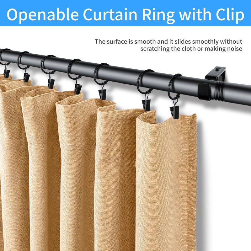 Manysky 36 Pack 1.26 Inch Openable Curtain Rings with Clips,