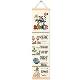 BKDJPC Christian Hanging Banner, The Parable of the Sower Poster, Bible Lesson for Kids, Christian Home Decor for Playroom Church Room, Family Hanging of Scripture and Words Decorations 10