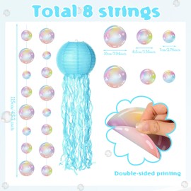 Sinload 14 Pieces Under The Sea Party Decorations 8 Bubble Garlands and 6 Jelly Fish Paper Lanterns Hanging Decor for Underwater Mermaid Ocean Theme Birthday Baby Shower Party Supplies