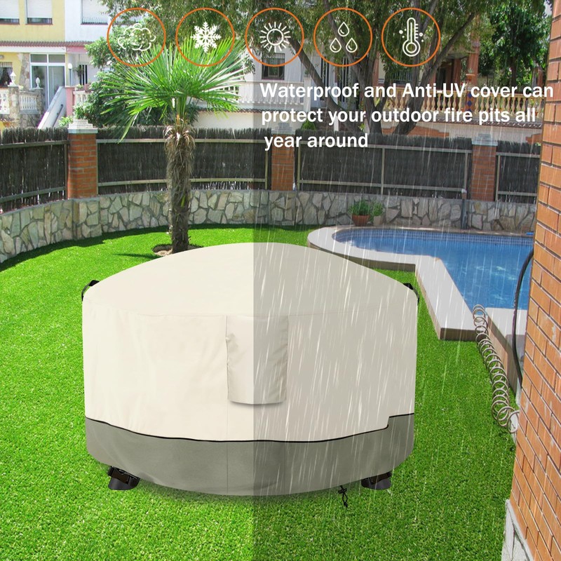 Dalema Fire Pit Cover,Outdoor Heavy Duty 600D 100% Waterproof Fire