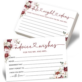 50 Pcs Advice and Wishes for the Mr and Mrs Cards - Bridal Shower Guest Book - Perfect for Newlywed Games, Reception Decor, Engagement Parties & Anniversary Wishes -A01