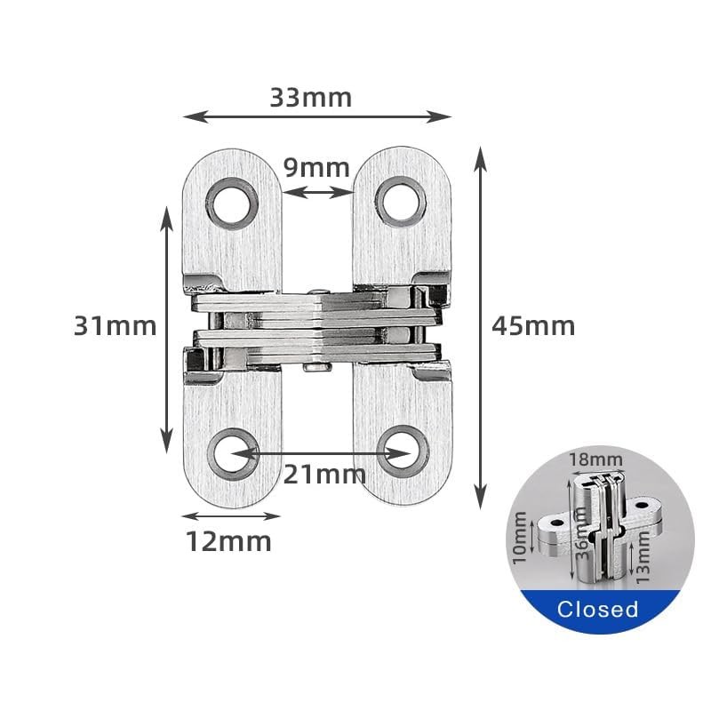RICHSUM 2-Pcs Cross Hinge，Invisible Hinges，180 Degrees Invisible Folding Door Hinges,Concealed
