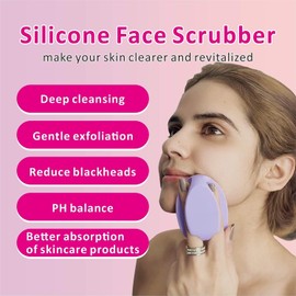Cepillo exfoliante facial de silicona, cepillo exfoliante manual, cepillo limpiador facial de mano para mujeres y hombres, color negro