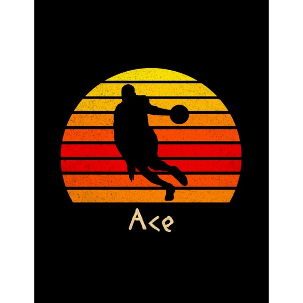Ace Name Gift Personalized Basketball Lined Notebook, Journal for Sport