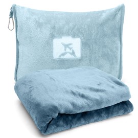 Travel Blanket, 127 x 152 cm, Soft Aeroplane Blanket, Travel Blanket, Ultralight Warm, Transformation Pillow, Compact Pillow, Aeroplane Blanket for Holiday, Office, Home and Business Travel (Grey)
