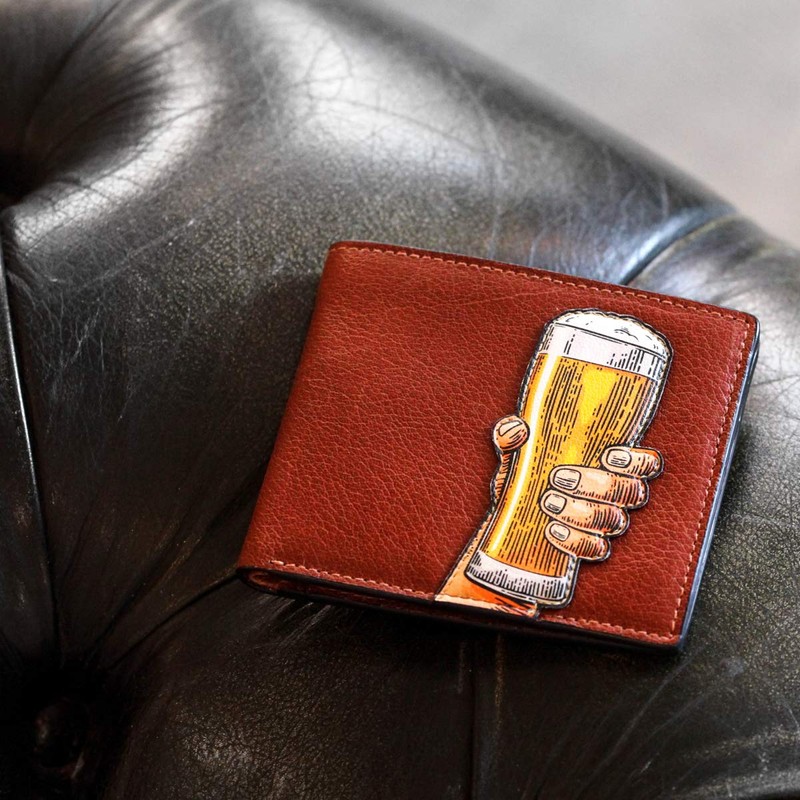 Yoshi Cheers Men's Leather Wallet, Genuine Brown Leather Wallet, RFID