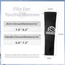 Pro Performance Volleyball Arm Sleeve with Protective Foam Pad & Thumb Hole - Padded Forearm Sleeves for Passing/Hitting, Youth Sportswear for Teen Girls Volleyball Training & Matches (1 Pair)