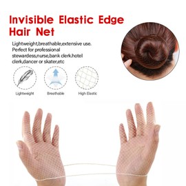 SONGQEE Invisible Hair Nets for Catering, Hair Bun Nets Blonde Ballet Hair Net for Girls, Elastic Edge Mesh Hair Nets for Women Bun, Hair Bun Holder for Hair Ballet Gymnastics Bun Making, 50cm/20inch (24PCS)