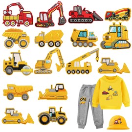 16 Pcs Engineering Vehicle Iron on Patches Embroidered Appliques Sew On Patches Construction Vehicles Car Truck Decor Patch for Boys,Clothing, Jeans,Jackets, Bags, Backpacks, Hats,Gifts