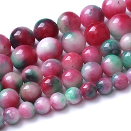 60 abalorios redondos de jade de epidota verde y rojo natural de 6 mm para hacer joyas, collares, pulseras, abalorios de energía curativa (Jade de epidota, 6 mm)
