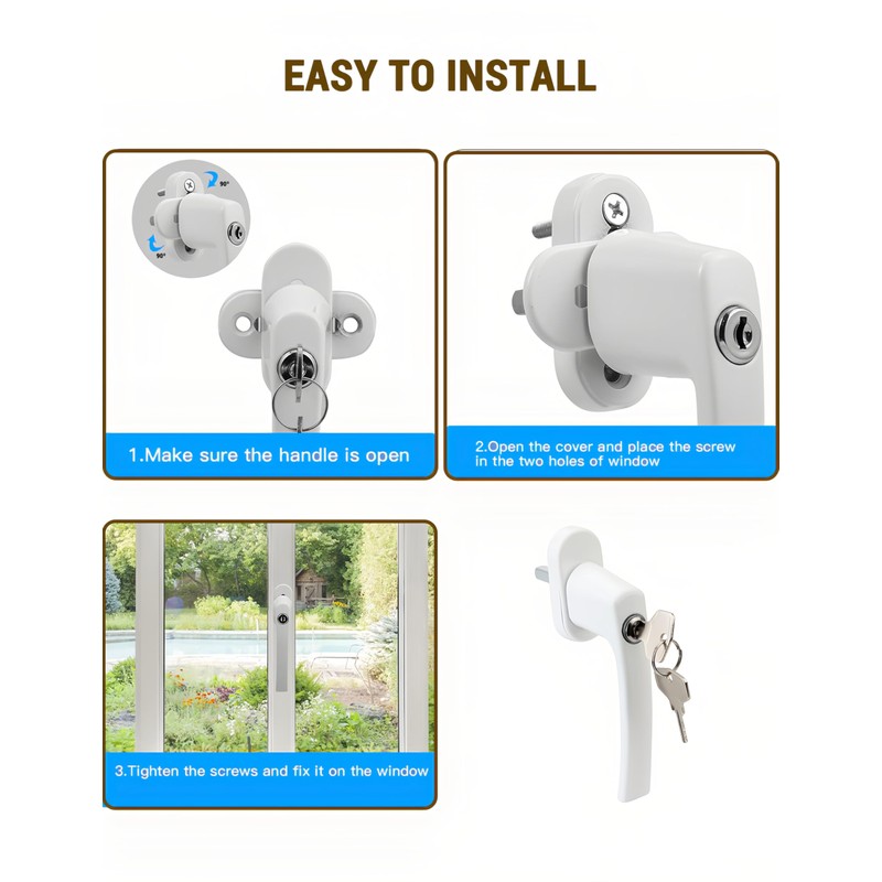 Twilight Garage Lockable Window Handles with Child Lock, Lockable Window