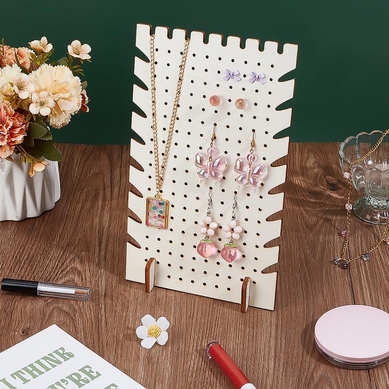 PH PandaHall 2 Pack Wood Earring Holder, 190 Holes Ear