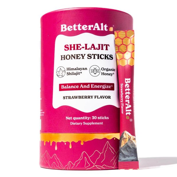 Women’s Multi-Mineral Honey Sticks – BetterAlt SHE-Lajit Strawberry Flavor with