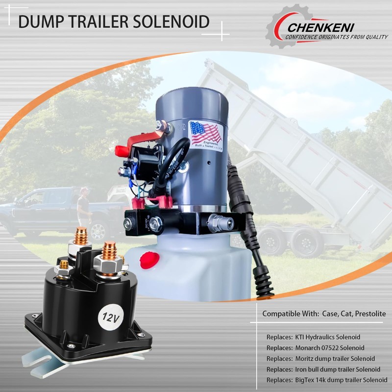 12V Dump Trailer Solenoid Relay, 4-Terminal Intermittent Duty Solenoid for