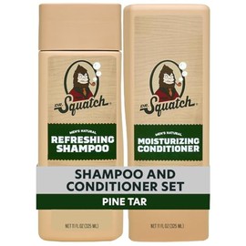 Dr. Squatch Paquete de Cabello Natural para Hombres - Cabello Saludable y de Aspecto Abundante - Champú de Alquitrán de Pino (8 fl oz), Acondicionador