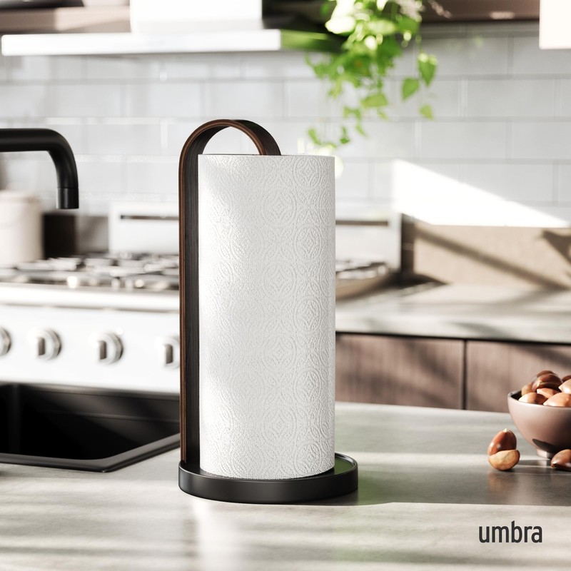 Umbra Bellwood Paper Towel Holder for Kitchen Countertop, with Real