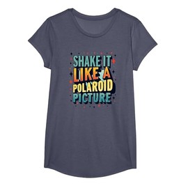 Shake and Bake: Polaroid Picture Retro Nostalgia Fun T-Shirt, Girls, Heather Blue