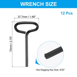 PATIKIL 5/32" Standard Hex Dogging Key, 12 Pack Solid Steel Wrench Door Key with T-Shaped Full Loop for Crash Bar, Push Bar Emergency Exit Devices, Black