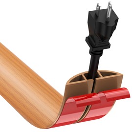 CrocSee 6ft Self-Adhesive Floor Cord Cover for Wires, Low Profile Cord Hider Cable Management, Trimmable PVC Cord Protector - Cord Cavity = 0.47" (W) x 0.29" (H) - Wood Brown