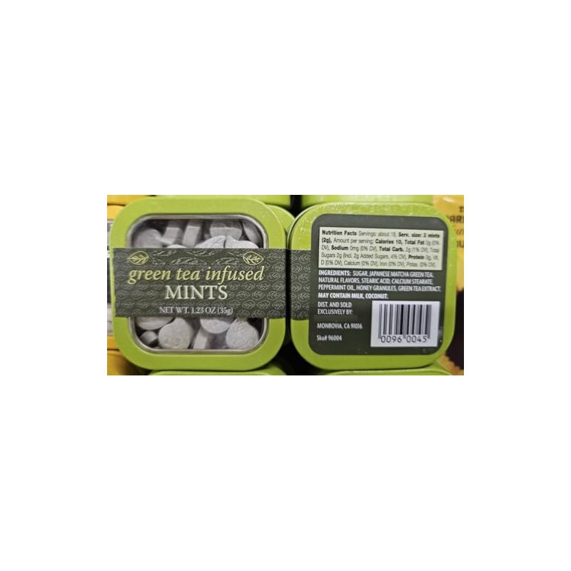 Trader Joe Green Tea Infused MINTS 1.23oz 35g (2 Tins)