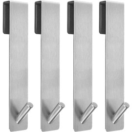 Kontoyo Shower Door Hooks(7.5 Inch),Extended Over Door Hooks for Bathroom Frameless Glass Shower Door,Stainless Steel Towel Hooks,Heavy Duty Rack Hooks for Robe,Towel-4 Pack-Silver
