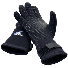 NeoSport Women and Men's 3MM & 5MM Premium Neoprene Wetsuit Gloves with Gator Elastic Wrist Band, Ideal for All Watersports, Diving, Boating, Cleaning Gutters, Pond & Aquarium Maintenance