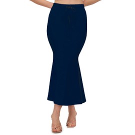 Mehrang Saree - Enagua moldeadora para mujer, mezcla de algodón, enaguas, faldas para mujer, vestido con forma para sari, Azul marino, Small