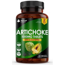 Artichoke Extract Tablets - 120 High Strength Artichoke Extract Tablets Enriched with Black Pepper - Artichoke Supplements No Inulin or Leaf Fibre - 5% Cynarin - 1000mg Artichoke Extract Made in UK