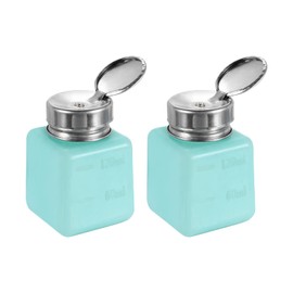 HARFINGTON 2PCS 120ML(4oz) Push Down Alcohol Dispenser Pump Liquid Press Empty Bottles Refillable Container for Cleanser Nail Polish Remover, Green