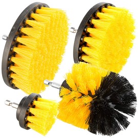 AGT Brush Set: 4-Piece Brush Set with Connection for Drill and Cordless Screwdriver (Brush Attachment for Drill, Brush Set for Cordless Screwdriver, Electric Cleaning Brush)